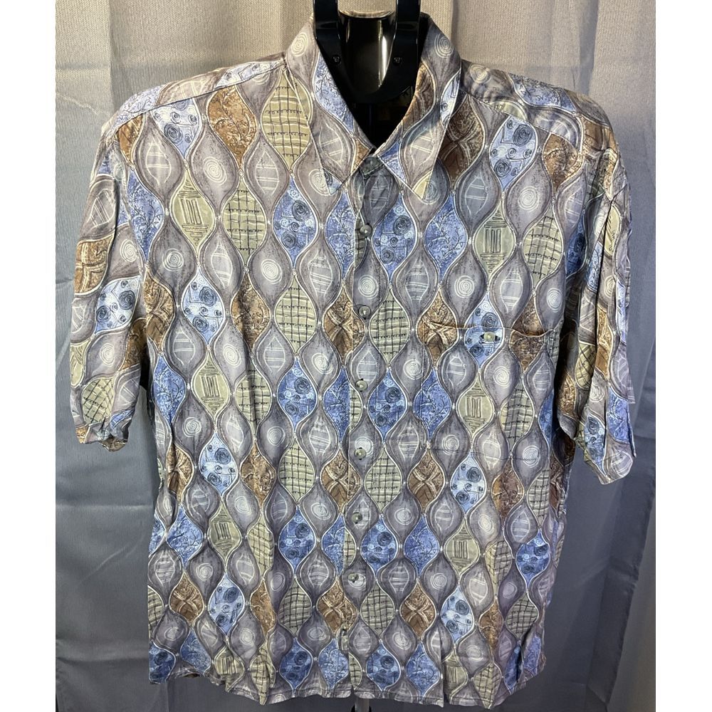 Vtg Campia Moda Men's Hawaiian Shirt Large‎ Surf Aloha Hourglass Button Up 90s